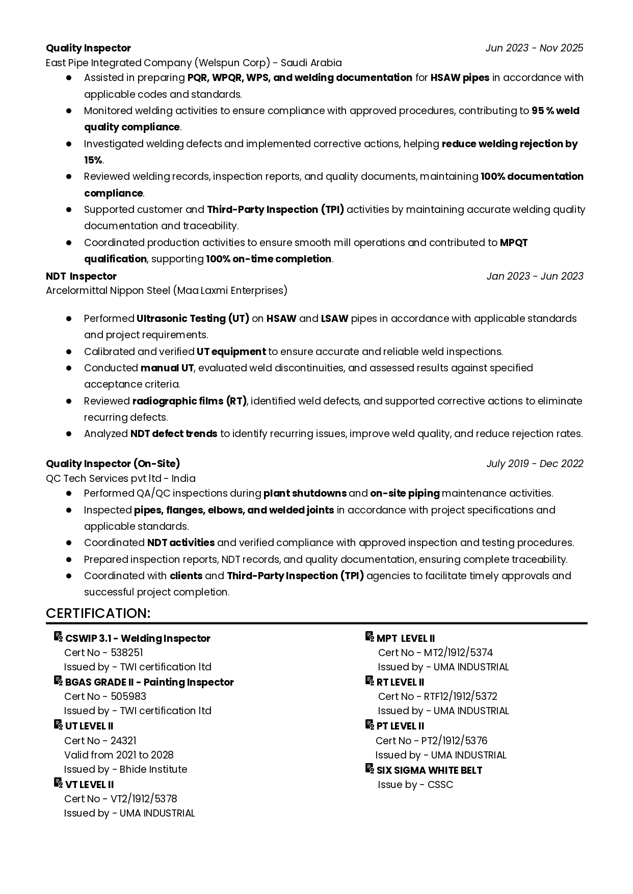 Pranil girase resume
